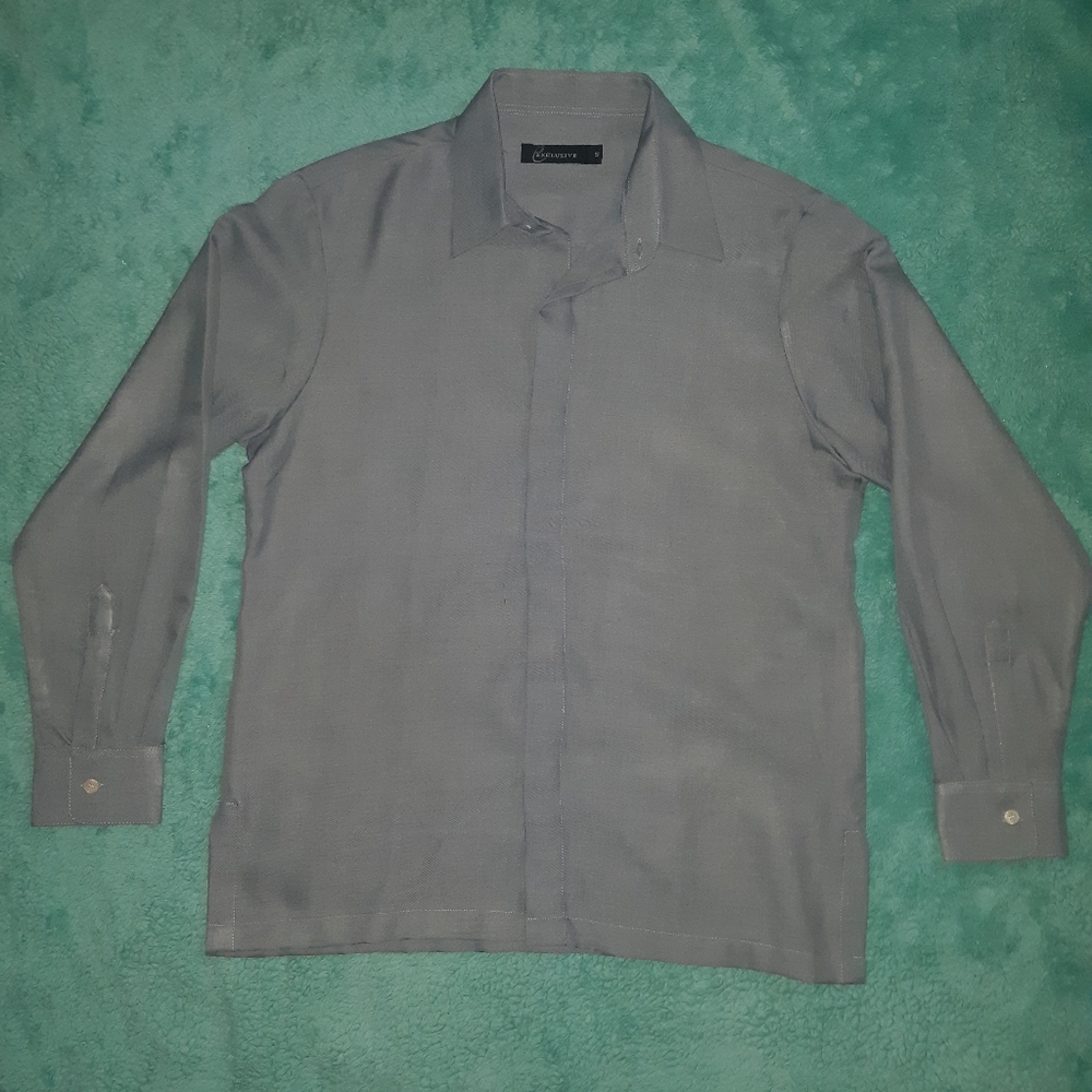 Silk casual long sleeve button up dress shirt